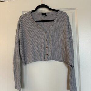 Out From Under Urban Outfitters Grey Waffle Knit Button-Down Cardigan XS